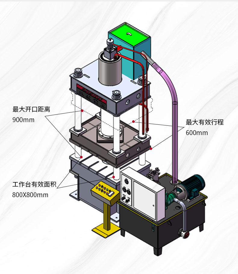 315噸金屬瓦拉伸液壓機(jī) 315T彩石瓦成型油壓機(jī)  彩石瓦生產(chǎn)設(shè)備 模型圖